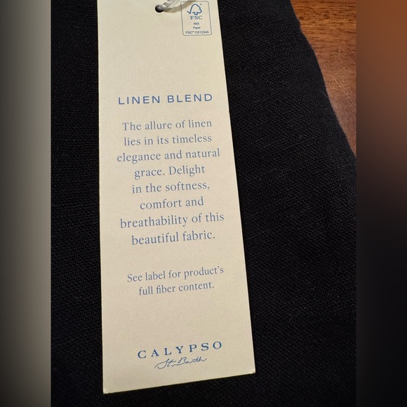 Calypso St. Barth Black Linen Blend Sundress Embroidered Palm Trees Sz L - NEW - Picture 6 of 12